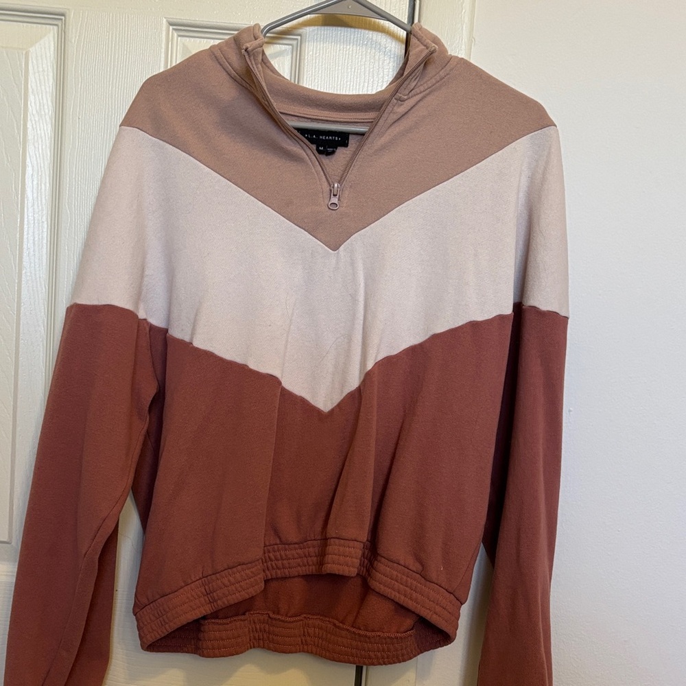 La Hearts Two-Tone Cowl Neck Sweater